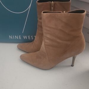 Nine West Camel Suede Heeled Boots
